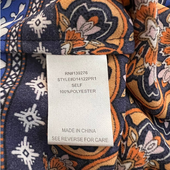 Daniel Rainn Tunic Blouse in Faux Multicolored Patchwork Boho Size Medium - Picture 5 of 6